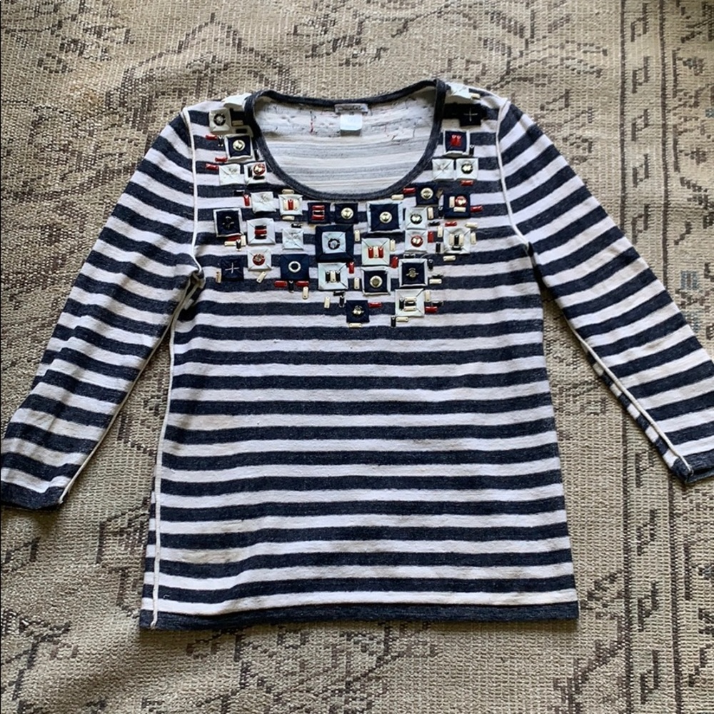 Oscar de La Renta striped top with appliqués